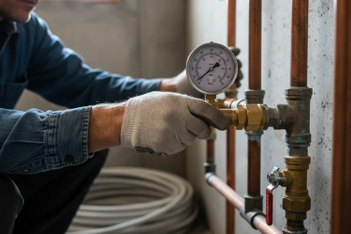Pressure testing a repaired line during Water Line Repair in Westernville